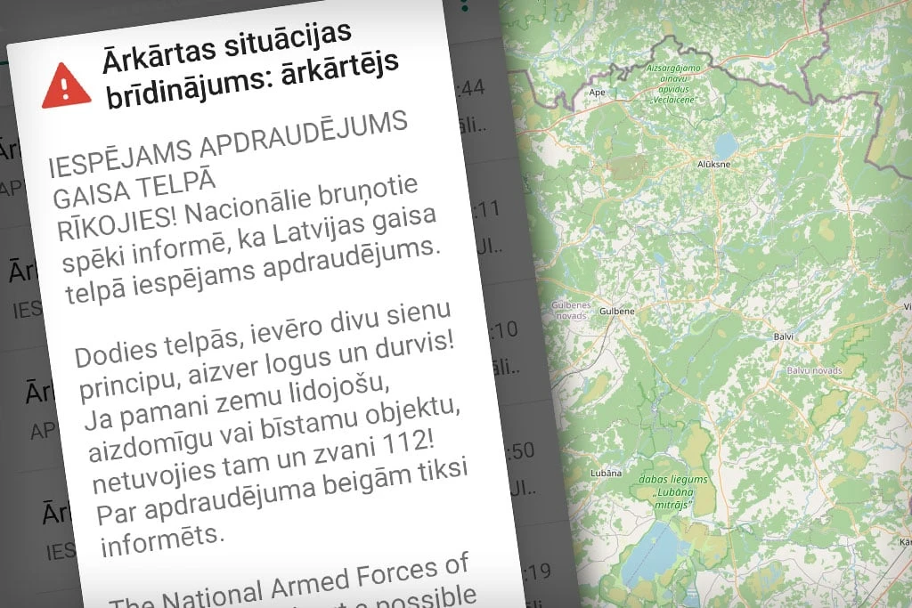 Dronu trauksme Latvijā: kad sistēma brīdina par neesošu draudu