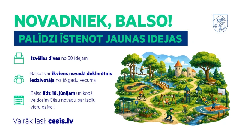 Cēsu novadā sākta balsošana par iedzīvotāju iesniegtajām idejām