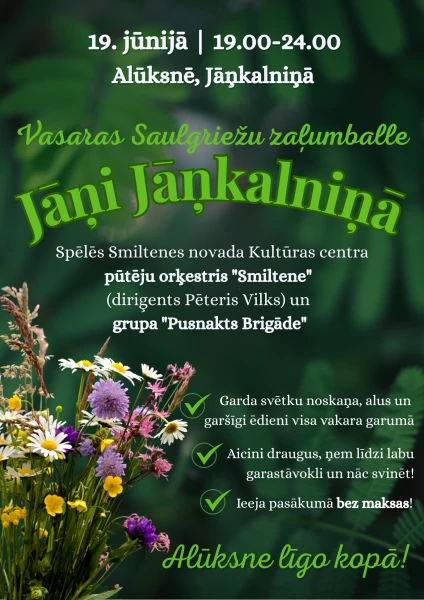 Alūksnē Jāņkalniņā rīkos vasaras saulgriežu zaļumballi