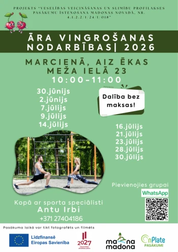 Madonas novadā rīko bezmaksas āra vingrošanas nodarbības