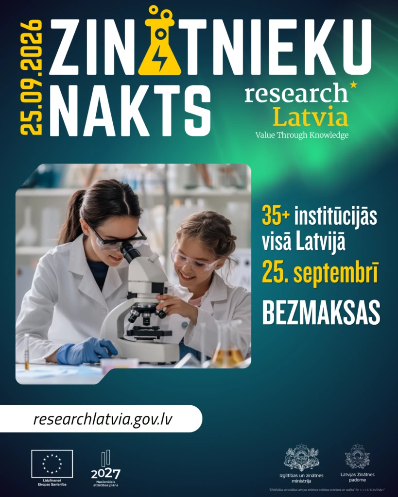 Zinātnieku nakts 2026: kur un kā iepazīt zinātni 25. septembrī
