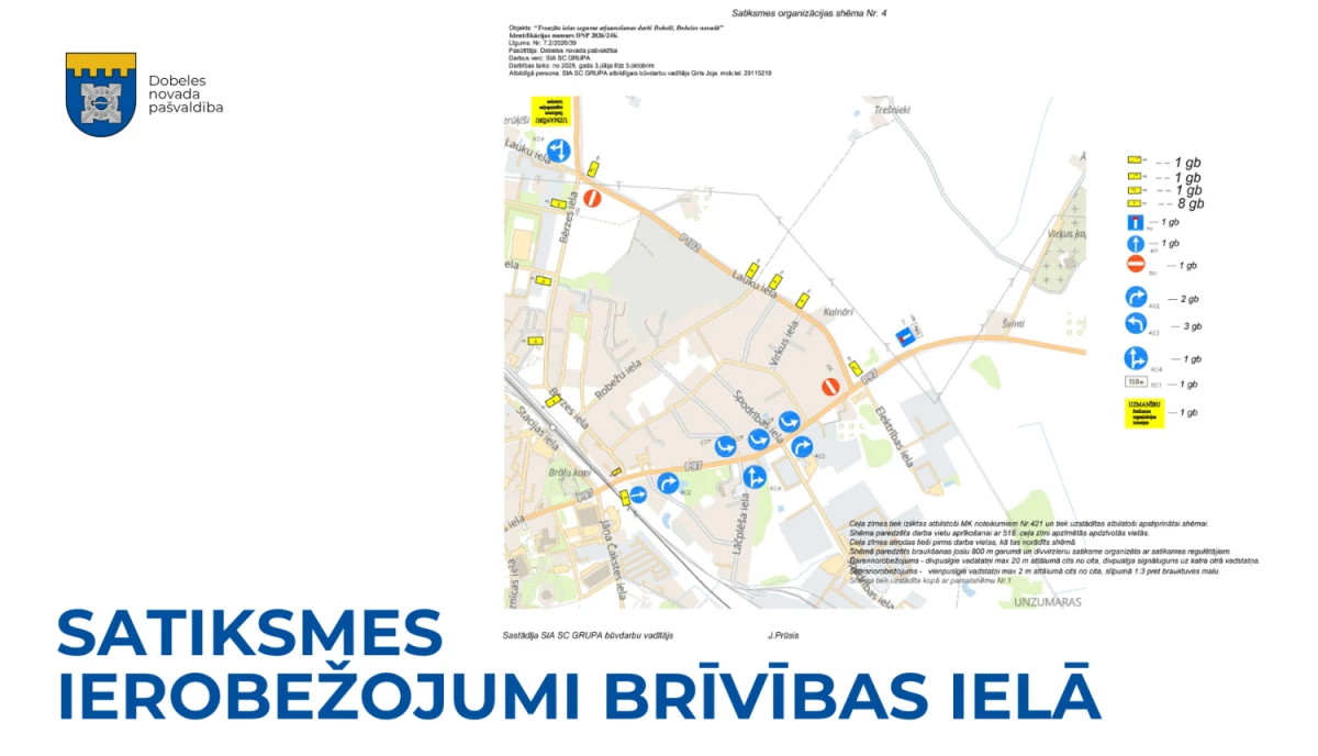 Brīvības ielā Jelgavā gaidāmi satiksmes ierobežojumi
