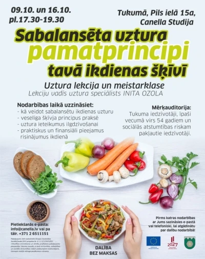 Tukuma novadā rīko bezmaksas uztura lekcijas senioriem